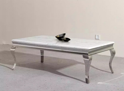 Couchtisch Design Wohnzimmer Luxus Tisch Sofa Beistelltisch 130x70 Silber